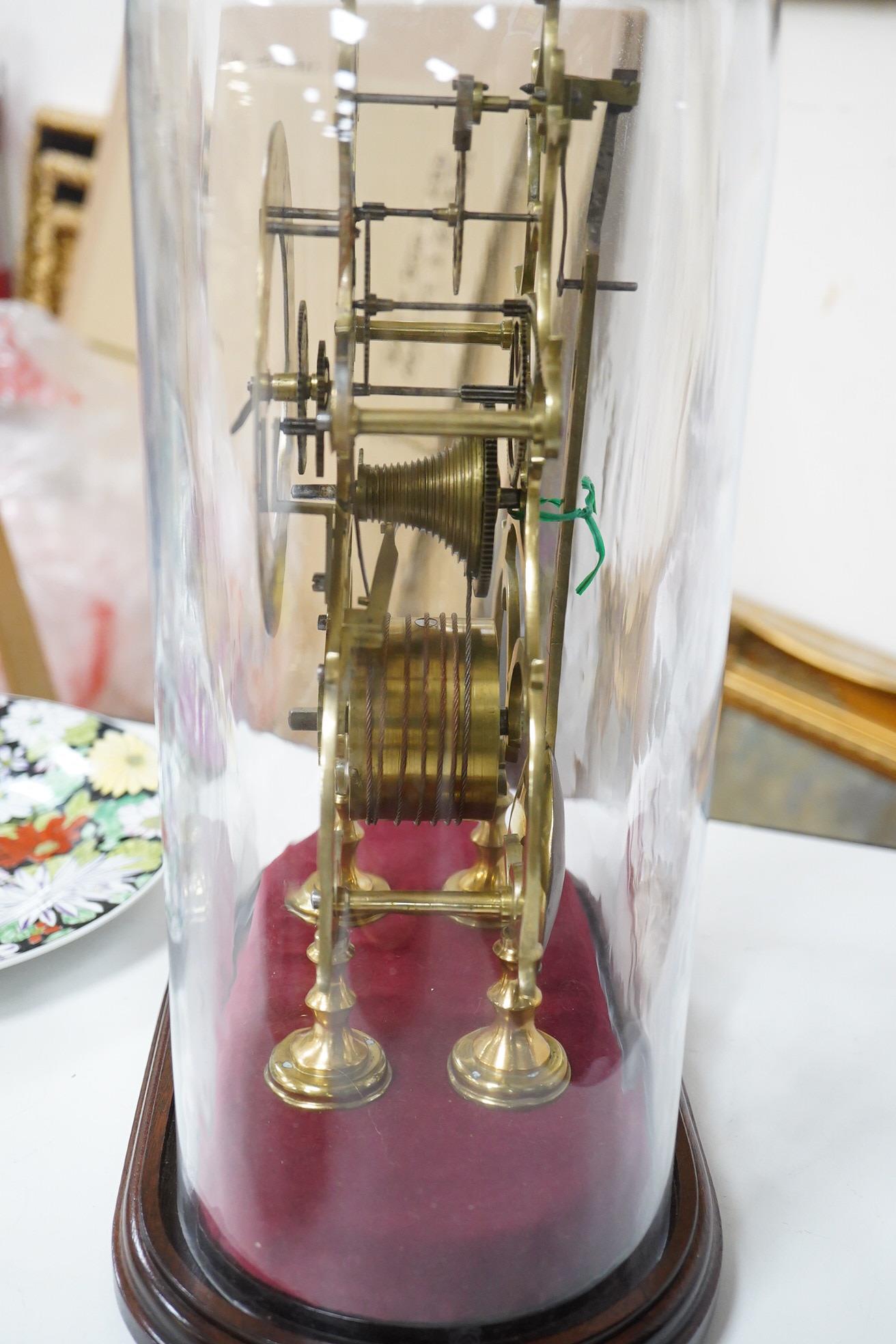 A 19th century skeleton timepiece under a dome, 41cm